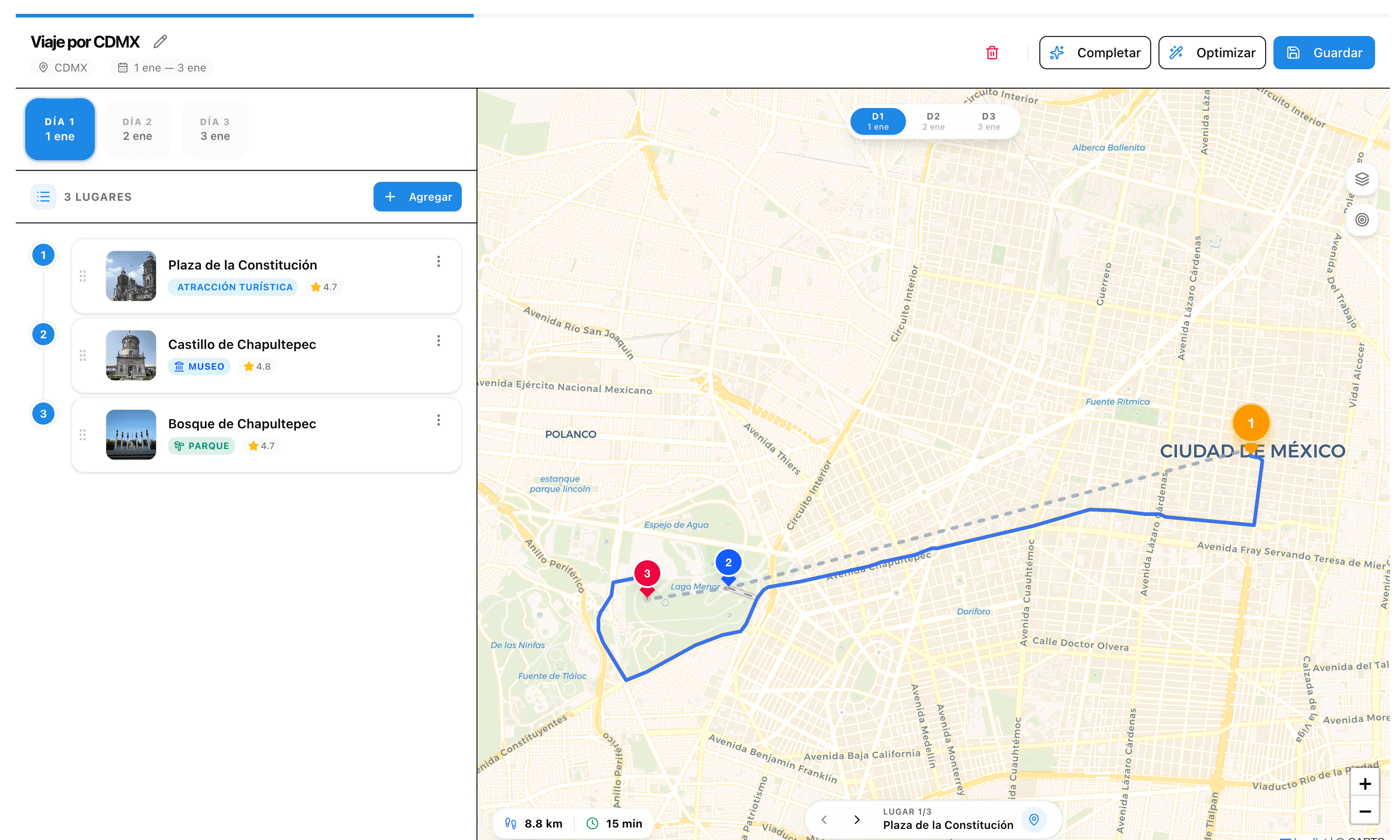 Visualiza todo tu viaje interface